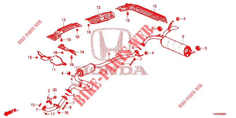 TUYAU D'ECHAPPEMENT/SILENCIEUX (1.8L) pour Honda CIVIC 1.8 ES 5 Portes 6 vitesses manuelles 2012