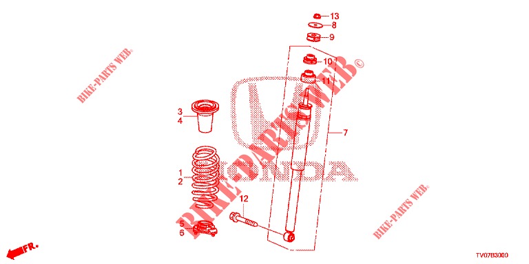 AMORTISSEUR ARRIERE pour Honda CIVIC DIESEL 1.6 S 5 Portes 6 vitesses manuelles 2013