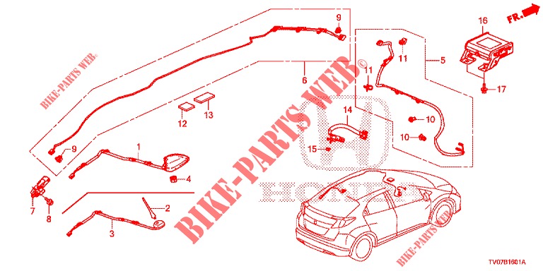 ANTENNE (RH) pour Honda CIVIC DIESEL 1.6 S 5 Portes 6 vitesses manuelles 2013