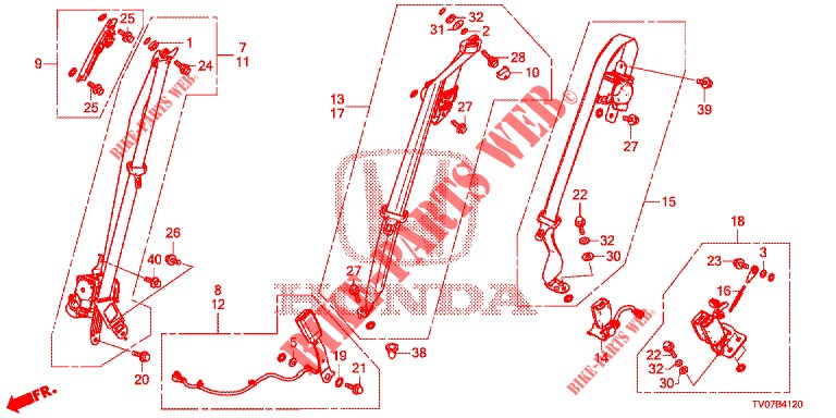 CEINTURES DE SECURITE pour Honda CIVIC DIESEL 1.6 S 5 Portes 6 vitesses manuelles 2013