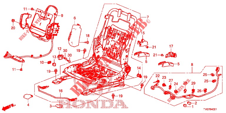 COMP. DE SIEGE AV. (D.) (HAUTEUR MANUELLE) pour Honda CIVIC DIESEL 1.6 S 5 Portes 6 vitesses manuelles 2013