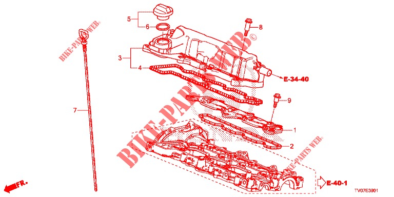 COUVERCLE DE CULASSE (DIESEL) (1.6L) pour Honda CIVIC DIESEL 1.6 S 5 Portes 6 vitesses manuelles 2013