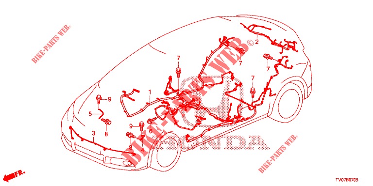 FAISCEAU DES FILS (3) (RH) pour Honda CIVIC DIESEL 1.6 S 5 Portes 6 vitesses manuelles 2013