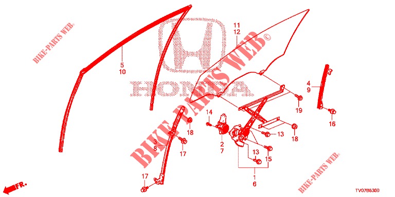 FENETRE DE PORTE AVANT/REGULATEUR pour Honda CIVIC DIESEL 1.6 S 5 Portes 6 vitesses manuelles 2013