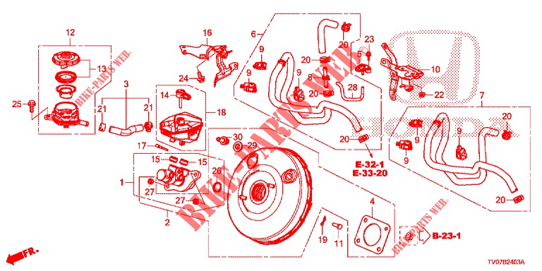 MAITRE CYLINDRE DE FREIN/ALIMENTATION PRINCIPALE (DIESEL) (RH) pour Honda CIVIC DIESEL 1.6 S 5 Portes 6 vitesses manuelles 2013