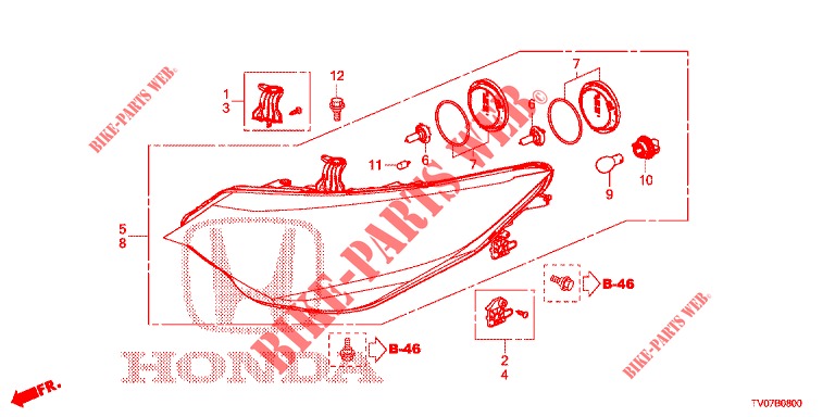 PROJECTEUR pour Honda CIVIC DIESEL 1.6 S 5 Portes 6 vitesses manuelles 2013
