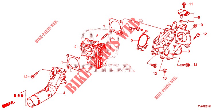SOUPAPE VOLET ADMISSION (DIESEL) (1.6L) pour Honda CIVIC DIESEL 1.6 S 5 Portes 6 vitesses manuelles 2013
