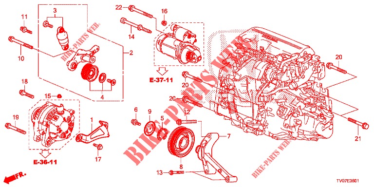 TENDEUR AUTOMATIQUE (DIESEL) (1.6L) pour Honda CIVIC DIESEL 1.6 S 5 Portes 6 vitesses manuelles 2013