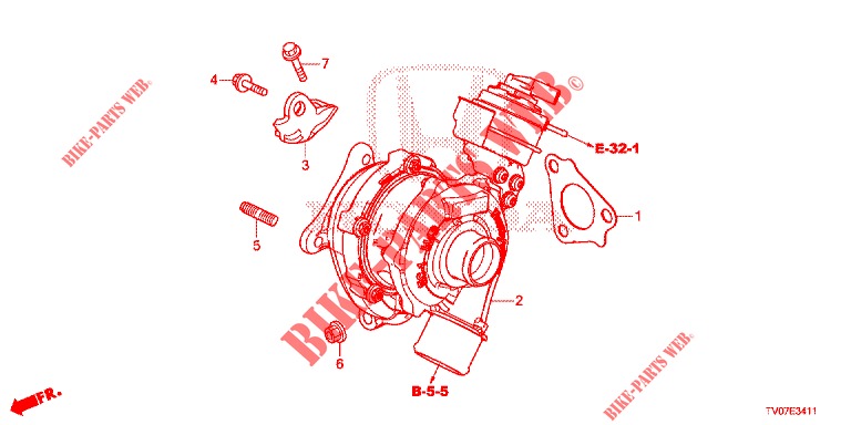 TURBOCOMPRESSEUR (DIESEL) (1.6L) pour Honda CIVIC DIESEL 1.6 S 5 Portes 6 vitesses manuelles 2013