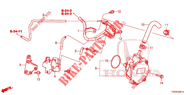 TUYAU D'INSTALLATION/POMPE A VIDE (DIESEL) (1.6L) pour Honda CIVIC DIESEL 1.6 S 5 Portes 6 vitesses manuelles 2013