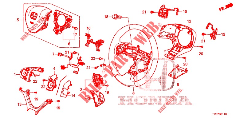 VOLANT DE DIRECTION (SRS) pour Honda CIVIC DIESEL 1.6 S 5 Portes 6 vitesses manuelles 2013