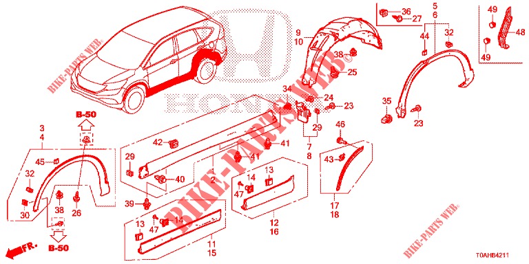 GARNITURE DE LONGRINE LATERALE/PROTECTION pour Honda CR-V DIESEL 1.6 EXCLUSIVE NAVI 4WD 5 Portes 6 vitesses manuelles 2017