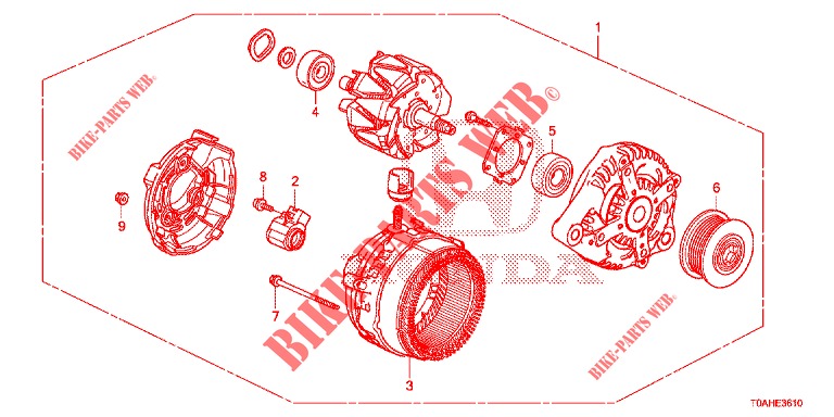 ALTERNATEUR (DENSO) (DIESEL) pour Honda CR-V DIESEL 1.6 EXCLUSIVE NAVI 4WD 5 Portes 9 vitesses automatique 2017