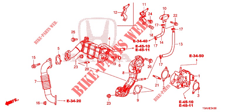 SOUPAPE DE EGR (LP) (DIESEL) pour Honda CR-V DIESEL 1.6 EXCLUSIVE NAVI 4WD 5 Portes 9 vitesses automatique 2017