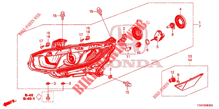 PROJECTEUR (HALOGENE) pour Honda CIVIC 1.0 MID 5 Portes 6 vitesses manuelles 2018