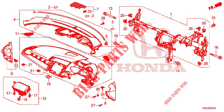 PANNEAU D'INSTRUMENT (RH) pour Honda CIVIC  1.0 MID BLACK EDITION 5 Portes 6 vitesses manuelles 2018