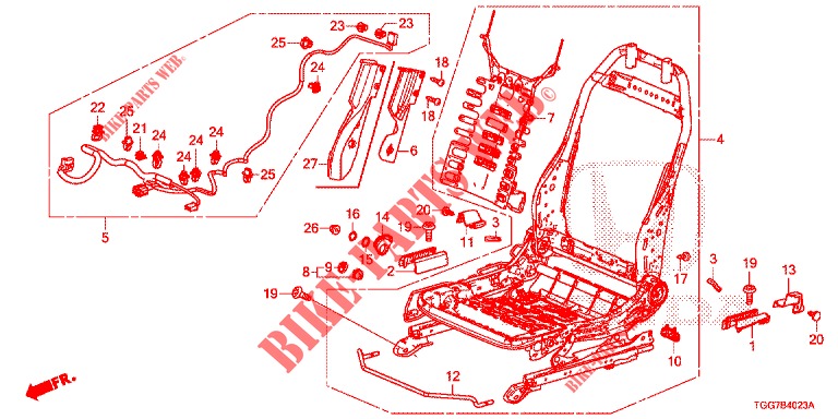 COMP. DE SIEGE AV. (D.) (HAUTEUR MANUELLE) (2) pour Honda CIVIC 1.5 PRESTIGE 5 Portes full automatique 2017