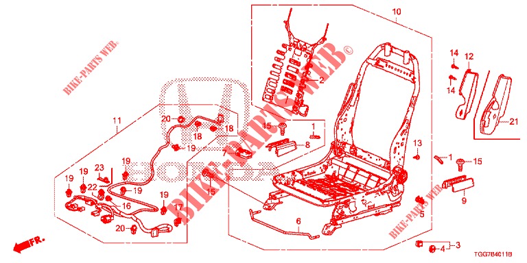 COMP. DE SIEGE AV. (G.) (SIEGE REGLAGE MANUEL) (2) pour Honda CIVIC 1.5 PRESTIGE 5 Portes full automatique 2017