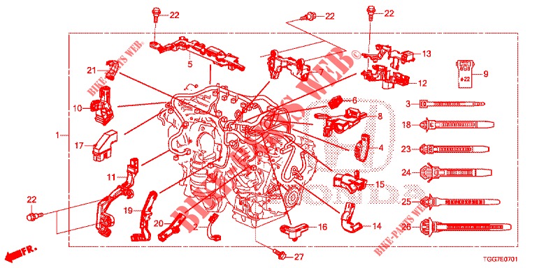 FAISCEAU DES FILS (1.5L) pour Honda CIVIC 1.5 PRESTIGE 5 Portes full automatique 2017