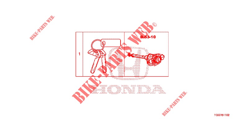 JEU DE BARILLET DE CLE (INTELLIGENT) pour Honda CIVIC  TYPE R 5 Portes 6 vitesses manuelles 2017