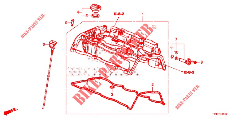 COUVERCLE DE CULASSE (TYPE R) pour Honda CIVIC  TYPE R 5 Portes 6 vitesses manuelles 2018