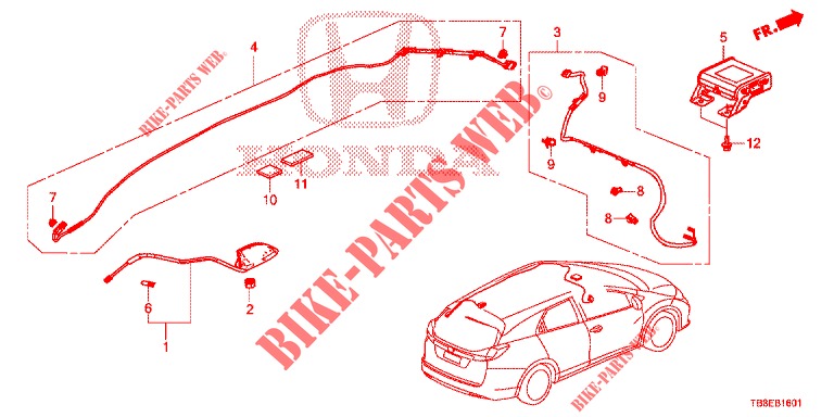ANTENNE (RH) pour Honda CIVIC TOURER 1.8 ES 5 Portes 5 vitesses automatique 2015