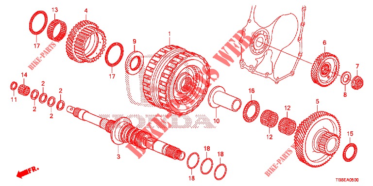 ARBRE PRINCIPAL/EMBRAYAGE (3E   5E) pour Honda CIVIC TOURER 1.8 ES 5 Portes 5 vitesses automatique 2015