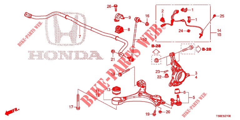 ARTICULATION AVANT pour Honda CIVIC TOURER 1.8 ES 5 Portes 5 vitesses automatique 2015