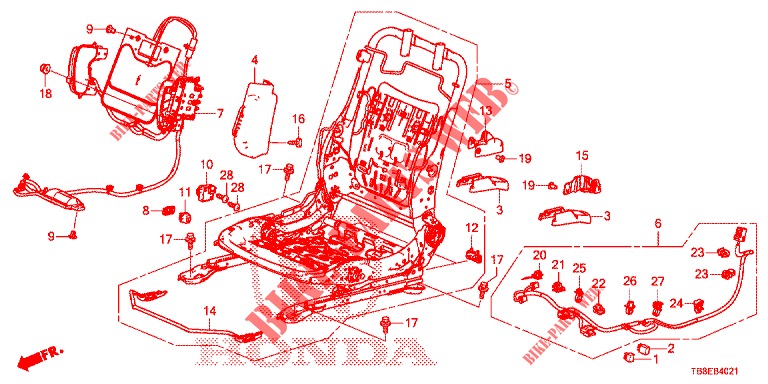 COMP. DE SIEGE AV. (D.) (2) pour Honda CIVIC TOURER 1.8 ES 5 Portes 5 vitesses automatique 2015