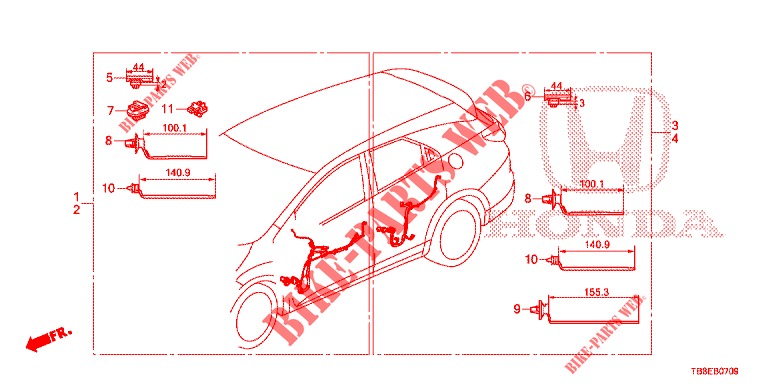 FAISCEAU DES FILS (5) (RH) pour Honda CIVIC TOURER 1.8 ES 5 Portes 5 vitesses automatique 2015