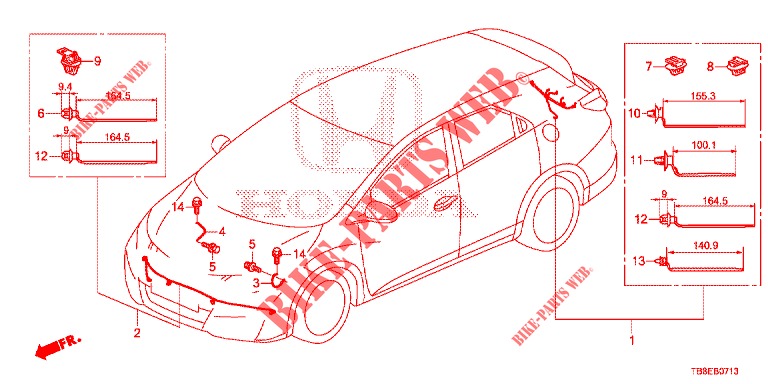 FAISCEAU DES FILS (8) pour Honda CIVIC TOURER 1.8 ES 5 Portes 5 vitesses automatique 2015