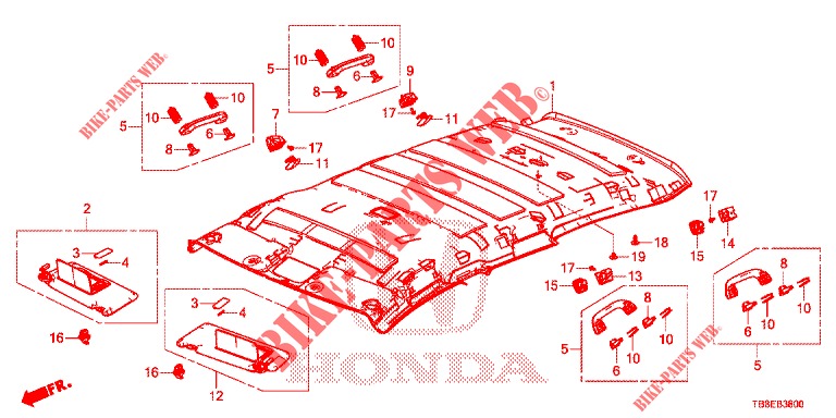 GARNITURE DE PLAFOND pour Honda CIVIC TOURER 1.8 ES 5 Portes 5 vitesses automatique 2015
