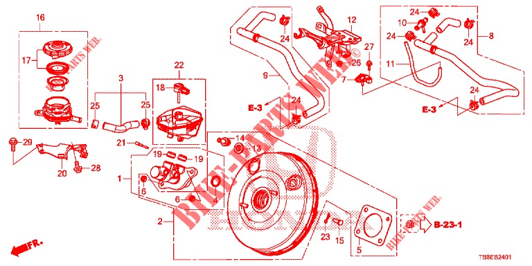 MAITRE CYLINDRE DE FREIN/ALIMENTATION PRINCIPALE (RH) (1.8L) pour Honda CIVIC TOURER 1.8 ES 5 Portes 5 vitesses automatique 2015