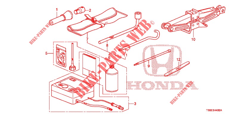 OUTILS/CRIC pour Honda CIVIC TOURER 1.8 ES 5 Portes 5 vitesses automatique 2015
