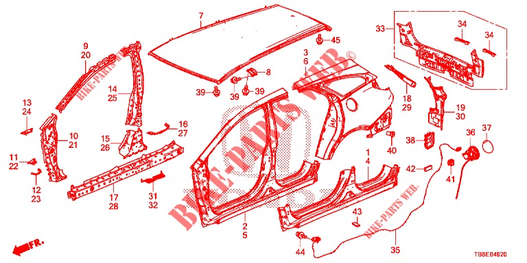 PANNEAUX EXTERIEURS/PANNEAU ARRIERE pour Honda CIVIC TOURER 1.8 ES 5 Portes 5 vitesses automatique 2015