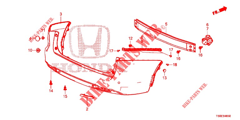 PARE CHOC ARRIERE pour Honda CIVIC TOURER 1.8 ES 5 Portes 5 vitesses automatique 2015