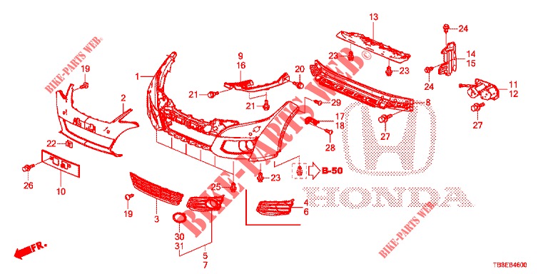 PARE CHOCS AVANT pour Honda CIVIC TOURER 1.8 ES 5 Portes 5 vitesses automatique 2015