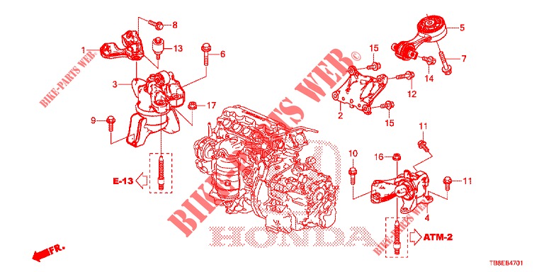 SUPPORTS DE MOTEUR (AT) pour Honda CIVIC TOURER 1.8 ES 5 Portes 5 vitesses automatique 2015