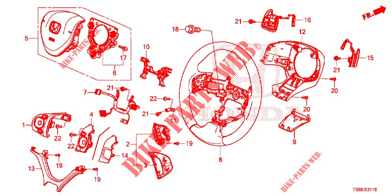 VOLANT DE DIRECTION pour Honda CIVIC TOURER 1.8 ES 5 Portes 5 vitesses automatique 2015