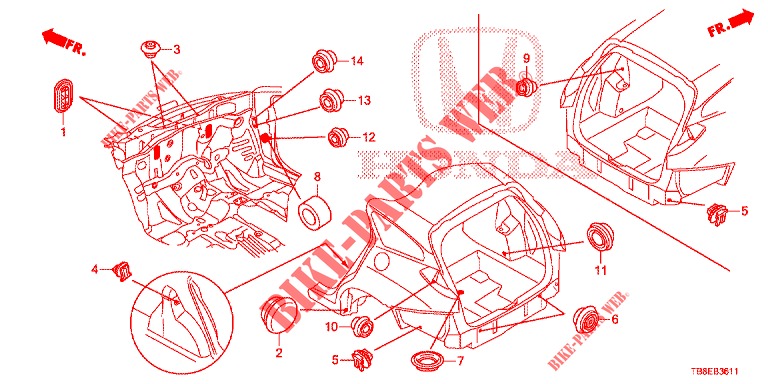 ANNEAU (ARRIERE) pour Honda CIVIC TOURER 1.8 SE 5 Portes 6 vitesses manuelles 2015