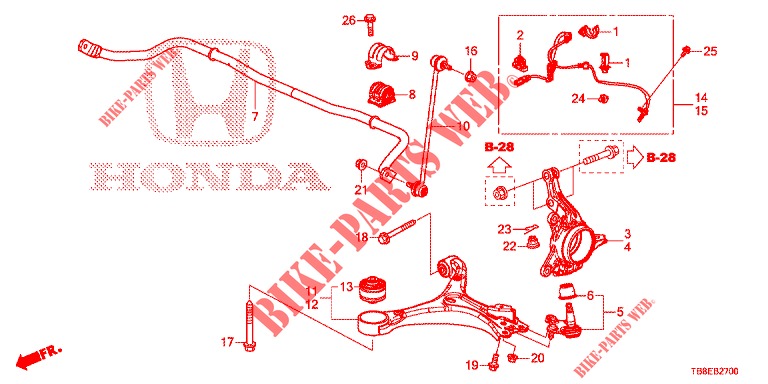 ARTICULATION AVANT pour Honda CIVIC TOURER 1.8 SE 5 Portes 6 vitesses manuelles 2015