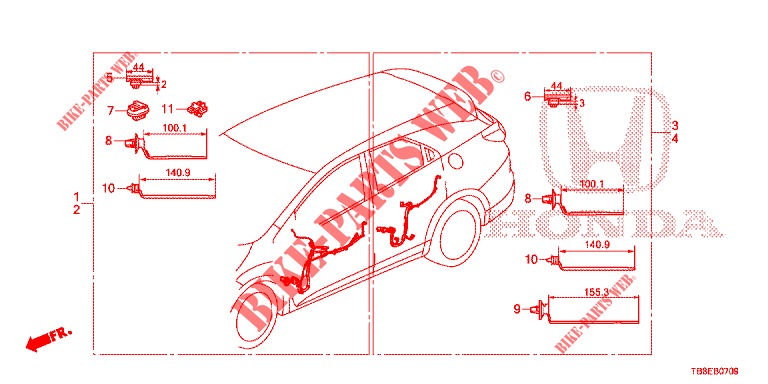 FAISCEAU DES FILS (5) (RH) pour Honda CIVIC TOURER 1.8 SE 5 Portes 6 vitesses manuelles 2015
