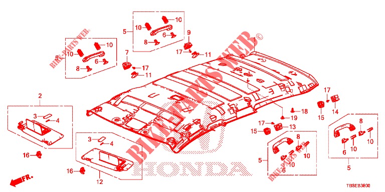 GARNITURE DE PLAFOND pour Honda CIVIC TOURER 1.8 SE 5 Portes 6 vitesses manuelles 2015