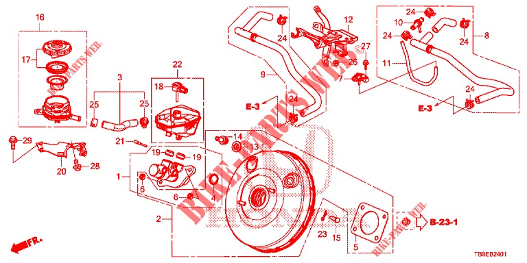MAITRE CYLINDRE DE FREIN/ALIMENTATION PRINCIPALE (RH) (1.8L) pour Honda CIVIC TOURER 1.8 SE 5 Portes 6 vitesses manuelles 2015