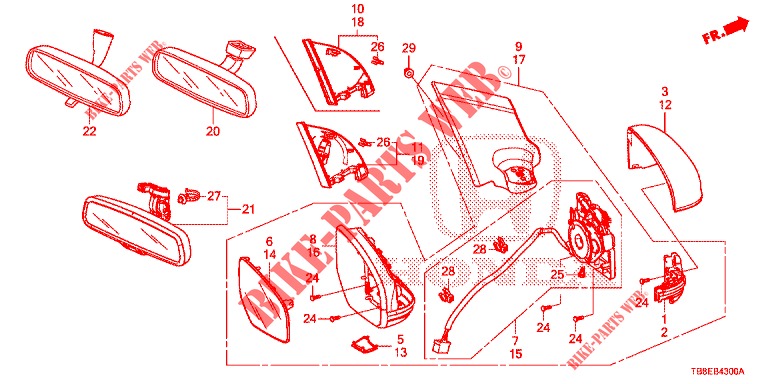 MIROIR pour Honda CIVIC TOURER 1.8 SE 5 Portes 6 vitesses manuelles 2015
