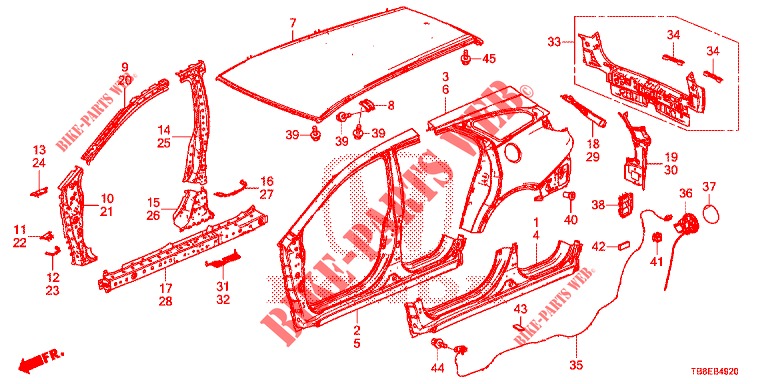 PANNEAUX EXTERIEURS/PANNEAU ARRIERE pour Honda CIVIC TOURER 1.8 SE 5 Portes 6 vitesses manuelles 2015
