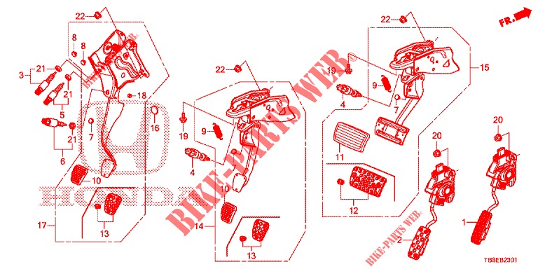 PEDALE (RH) pour Honda CIVIC TOURER 1.8 SE 5 Portes 6 vitesses manuelles 2015