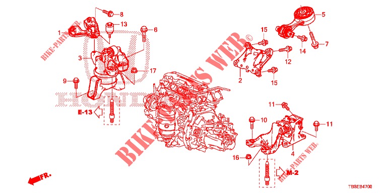 SUPPORTS DE MOTEUR (MT) pour Honda CIVIC TOURER 1.8 SE 5 Portes 6 vitesses manuelles 2015