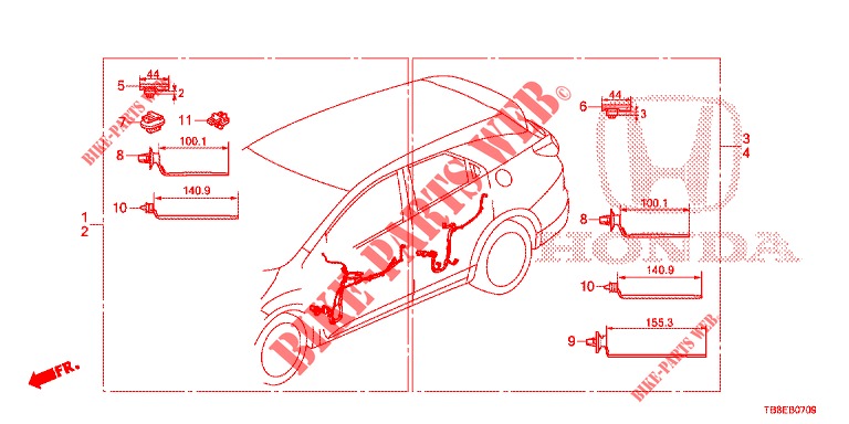 FAISCEAU DES FILS (5) (RH) pour Honda CIVIC TOURER DIESEL 1.6 ES 5 Portes 6 vitesses manuelles 2015