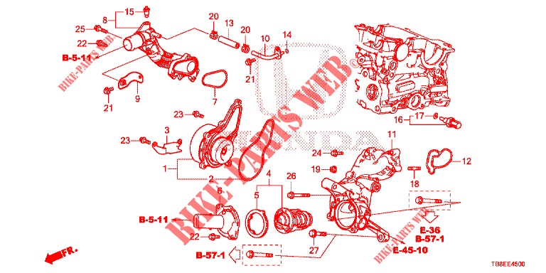 POMPE A EAU (DIESEL) pour Honda CIVIC TOURER DIESEL 1.6 EX 5 Portes 6 vitesses manuelles 2015